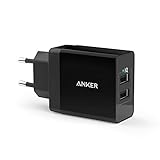 Anker 24W 2-Port USB Ladegerät mit PowerIQ Technologie für iPhone, iPad, Samsung Galaxy, Nexus, HTC, Motorola, LG und viele mehr (Schwarz)