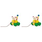 Selecta 62035 Tinka, Nachzieh Katze, Schiebe-und Nachziehspielzeug aus Holz, 12 cm (Packung mit 2)