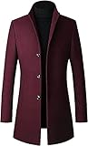 Herren Wintermantel Mantel Slim Fit Herren Mantel Winter Premium Business Mantel Herren Wolle Wollmantel Herren Langer Trenchcoat (Color : Rot, Size : XXL)