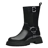 Tamaris Damen Biker Boots, Frauen Stiefeletten,uebergangsschuhe,uebergangsstiefel,flach,Boots,Stiefel,Bootee,Booties,halbstiefel,Black,38 EU