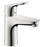 hansgrohe Waschtischarmatur Focus, Wasserhahn Bad mit Auslauf Höhe 100mm, mit Zugstange, Badarmatur wassersparend (EcoSmart), energiesparend (CoolStart), Chrom