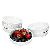 MamboCat 6er Set Auflauf-Förmchen Leni 120 ml I Porzellan I Ø 12,4 cm I Weiß I Backform, Mini-Schälchen, Snack Bowl I für Tartelettes, Crème Brûlée, Fingerfood, Anti-Pasti, uvm.