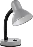 EGLO Tischlampe Basic 1, 1 flammige Tischleuchte, Schreibtischlampe aus Stahl und Kunststoff, Farbe: Silber, Fassung: E27
