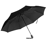 Villkin Regenschirm sturmfest mit Auf-Zu-Automatik - robuster und hochwertiger Regenschirm in schwarz für Damen und Herren - 107cm breiter Taschenregenschirm