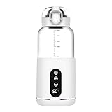 Flaschenwärmer Baby Unterwegs,Tragbarer Baby Flaschenwärmer,5200mAh kann, 30W,300ml,37 bis 55 Grad einstellbar, Schnelle Erwärmung & Warmhaltefunktion,Mobil, Kabellos, USB-Aufladbar (Elfenbeinweiß)