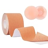 Klebe BH Push-Up, Große Brust Boob-Tape, Trägerloser BH, Sticky Bra, Unsichtbarer BH Push-Up, Klebe BH Große Brust Body-Tape, BH Ohne Träger und Rückenfrei, Mit 2 Wiederverwendbare Nippelpads