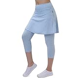 Sportliche knielange Damenröcke mit Leggings, Pickleball-Skorts, Leggings und Rock-Caprihose für Yoga, Damen, Reißverschlusstaschen