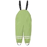 Matschhose Jungen Mädchen Unisex Kinder Wasserdicht Latzhosen Regenhosen mit Verstellbarer Schultern Riemen Reflektierende Streifen Regenlatzhose Overalls Regenkleidung 1 bis 8 Jahre (e-Green, 104)