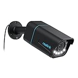 Reolink 4K PoE IP Kamera Outdoor mit Personen-/Autoerkennung, 5X optischer Zoom Überwachungskamera Aussen, Spotlight, Farbige Nachtsicht, Zwei-Wege-Audio, microSD Kartensteckplatz, RLC-811A Schwarz