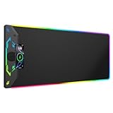 HiWe Gaming-Mauspad, 15 W, magnetisch, kabellos, Lade-Schreibtischmatte, 88,9 x 30 cm, großes RGB-Mauspad für Laptop/PC/Tastatur, 24 Lichteffekte, rutschfeste Unterseite, wasserdicht, mit Adapter,