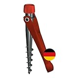 Krinner Vario Drill Sonnenschirmständer Sonnenschirmhalter Bodendübel rot für Strand Erde Wiese Garten Freizeit und Camping Made in Germany, 20005
