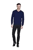 Cashmeren Herren Basic V-Ausschnitt Pullover 100% reines Kaschmir Langarm Pullover (Schwarz, L)