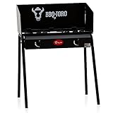 BBQ-Toro Gas Grilltisch mit Windschutz | Gusseisen Gaskocher 2 Brenner 78 x 45 x 110 cm | 12 kW | Tischgrill für Camping, Einsatz im Freien, im Garten und auf der Terasse