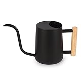 Gießkanne Zimmerpflanzen, 1L Gießkanne Klein Indoor Metall Edelstahl Moderner Dekorativer Giesskanne mit Langem Auslauf für Haus Pflanze Bonsai Outdoor Garten Blumen (Schwarz)