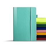 DynamiX Luxuriöses A5 Notizbuch, Veganleder-Hardcover,100 g/m² Papier, Stifthalter, Gummiband. Ideal für Kreativität und tägliche Notizen.Türkis..