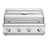 Grillfürst Gasgrill G401E - 4-Brenner Edelstahl, Einbau Gasgrill mit Sichtscheibe, Outdoorküchen Grill mit doppelwandigem Deckel und Edelstahl-Rosten, Built In Modell