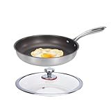 Genérico Titan-Kochpfannen – Titan-Edelstahl, 24 cm, antihaftbeschichtet mit Deckel, hitzebeständiges Kochzubehör, für Pfannkucheneier