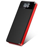 Power Bank 26800mAh, Externer Akku, PD 25W USB C Powerbank Schnellladefunktion Mit 3 Ausgängen Und 3 Eingängen, Tragbare Ladegerät Mit LED-Display Für Smartphones Tablets Und Mehr (Schwarz Rot)