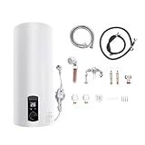 Elektrischer Warmwasserbereiter 60L Wandmontage 2000W Boiler Warmwasserboiler mit Handbrause & Wasserhahn Warmwasserspeicher Digitales Display Durchlauferhitzer Leckageschutz für Bad, Küche, Wohnwagen