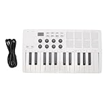 LICAEVEY 25 Taste Bluetooth MIDI -Tastatur -Controller, Tragbar mit 8 Backbeleuchtung Drum Pads 8 Knöpfe, Erzwingen Sensitiven Tasten Kompatiblen Android für Musikproduktionsstudio