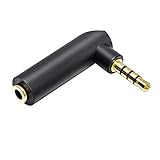 CABLEPELADO Audio-Adapter, 3,5 mm, 90 Grad, abgewinkelt, 4 Pin, Kopfhörer-Adapter, 3,5 mm, mit 4-poligem Mikrofon, kompatibel mit PS5/PS4, Kopfhörern, Lautsprecher, PC, Handy