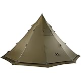 TOMOUNT Zelt Tipi 6 Personen Nylon Indianerzelt 2,4m Hoch Firstzelt großes Pyramidenzelt mit Ofenloch für Zeltofen 4 Jahrzeit Campingzelt für Outdoor, Camping, Wandern, Trekking