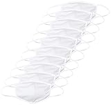 FM London wiederverwendbare Stoffmaske, Weiß, 100% Baumwolle, Erwachsenengröße (10 Stück)