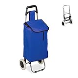 Relaxdays Einkaufstrolley, klappbar, 25 L Einkaufstasche mit Rollen, bis 10kg belastbar, HBT 91 x 40 x 30 cm, dunkelblau