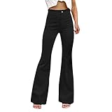 XUEJIANN Schlaghose Damen High Waist - Freizeithose Damen Winter Haushose Baumwolle Stoffhose Elegant Große Größen Jogginghose Lang Kuschelhose Flauschig Winterhose Fleece Cargohose Jeans Haushose