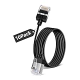 Dutevolns 10 Stück ultradünnes Cat-6A-Ethernet-Kabel, 1,8 m, flexibel und dünn, RJ45, Cat6a, LAN-Kabel, Gigabit, anwendbar für PC, Router, PS4/5, (schwarz)