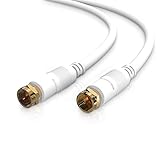 conecto Antennenkabel SAT Kabel Koaxialkabel Satelitenkabel TV 0,50m doppelt geschirmt F-Stecker, für HDTV, Receiver, Satelit, Internet, DAB, Radio, weiß