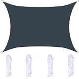 TBATM Sonnensegel Rechteckig Oxford-Stoff Windschutz Wasserdicht 90% UV Schutz Sonnensegel Sonnenschutz, Für Garten Terrasse Balkon Camping 5X7m,Dark Gray