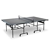 JOOLA 11642 Tischtennisplatte Outdoor J200A-Profi Tischtennistisch 6 MM Aluminium-Verbundoberfläche Wetterfest-Klappbares Untergestell-Schneller Aufbau,,Grau/Blau, 274 x x 152,5 x 76 cm