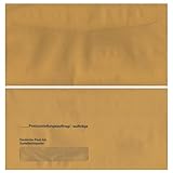 Postzustellungsumschläge Standard „ Postzustellungsauftrag “ - Zustellungshüllen mit Fenster 120 × 235 mm, nassklebend, Recycling-Gelb, 80 g/m², Kuvertierhüllen für förmliche Zustellungen - Anzahl 25