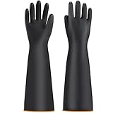 Handschuhe Säurefest Lang，Chemikalien Schutz Handschuhe Säure und Alkalibeständigkeit handschuhe，Chemie Handschuhe, 22inch/55cm-Schwarz