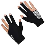 MAGICLULU Rutschfester 3 Finger Billardhandschuh aus Elastischem Material Verschleißfest Atmungsaktiv mit Gummizug Größem Schwarzer Pool und Snookerhandschuh für Präzise Stöße