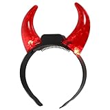 Healifty Leuchtender Teufel Stirnband leuchtet im Dunkeln, rotes Horn Stirnband Foto Prop Geist Kostüm Stirnband Kopfschmuck für Damen Herren