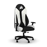 Corsair TC60 FABRIC Gaming-Stuhl (Entspannte Passung, Atmungsaktiver Weicher Stoffbezug, Integrierte Lendenstütze aus Schaumstoff, Vielseitig Verstellbare Armlehnen, Leicht zu Montieren) Weiß