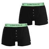 Lonsdale Herren Boxer Shorts Unterhose Unterwaesche 2 Paar Baumwollmischung Schwarz Extra LGE