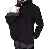 amropi Känguru Hoodie Babytrage Männer Pullover Winter Warme Babytrage Mantel Schwarz,M