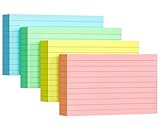 YIZUUN Linierte Karteikarte, 200 Stücke, 12,7 * 7,6 cm verdickter Karteikarte, Bunt Lernkarten Beschriftbar für Unterwegs Vokabel Lernen（4 Farben Einzeln Verpackt）