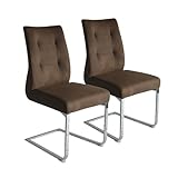 Riess Ambiente 2er Set Freischwinger Stuhl Comfort - antik braun - Microfaser Stahlgestell - Bauhaus Esszimmerstuhl