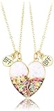 LEDSHLIU Freundschafts-Anhänger-Halsketten-Set Best Friends-Kette, BFF-Halskette, Herz Lila Freundschaftskette für 2 Mädchen, Geburtstagsgeschenk für beste Freunde