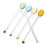 Anneome 5 Stück Teiliges Klare Glasrührlöffel Hitzebeständige Lange Stiel Teelöffel zum Mixen von Kaffee Saft und Desserts Wiederverwendbar Stilvolles Design für Zuhause