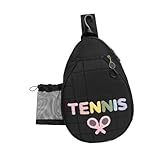 Harilla Tennisschläger-Schultertasche, Badminton-Schlägertasche, Sportzubehör-Organizer, wasserdichte Schlägerhülle, Schwarz