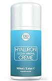 Hyaluronsäure Mineralkomplex Creme für Gesicht, Hände, Nacken und Dekolleté. Hydratisierende Tagescreme mit Hyaluron, Shea Butter, Antioxidantien und Algenkomplex. Für Frauen und Männer. 100ml