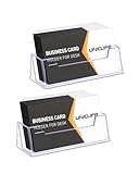 Uniclife 2 Pack Acryl Visitenkartenhalter für Schreibtisch 1 Slot Klare Visitenkartenanzeigeständer für Männer und Frauen, 60 Kartenkapazität
