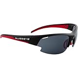 Swisseye Gardosa Re+ Sportbrille (100% UVA-, UVB- und UVC-Schutz, verstellbarer Nasenbereich, splitterfreies Material TR90, inkl. Etui & Wechselscheibe, inkl. Mikrofaserbeutel), black matt/red, 135 mm