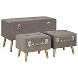 LAPOOH Hocker mit Stauraum 3 STK Sitzhocker, Fußhocker, Sofahocker, Fuß Hocker, Couch Hocker, Stool, Footstool, Grau Samt