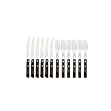 Tramontina Steakbesteck Pizzabesteck, 12-teiliges Set, für 6 Personen, Steakbesteckset, rostfreier Edelstahl, FSC zertifizierter Echtholzgriff, spülmaschinenfest, Blister